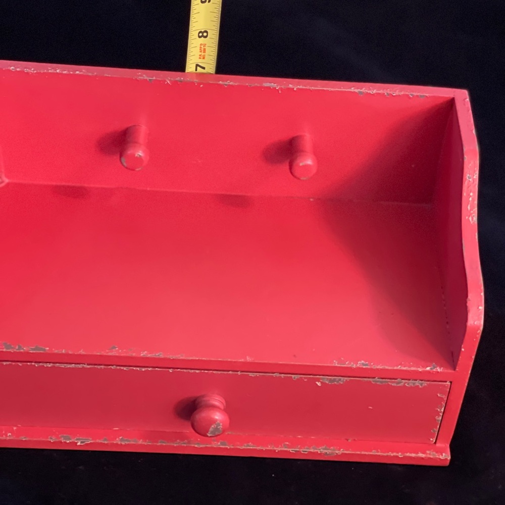 Distressed Red Drawer Shelf - Picture 8 of 8